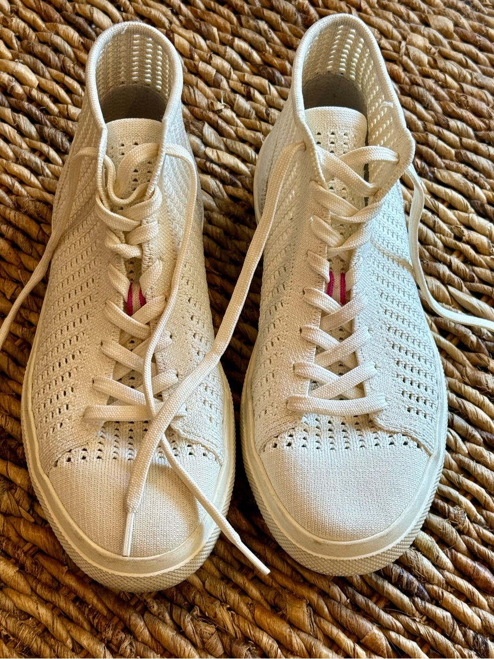 Rothy's Cream Knit Lace-Up Sneakers